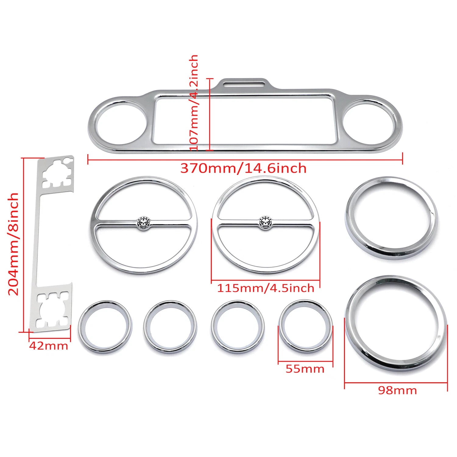 Chrome Skull Inner Fairing Trim Kit for Harley Electra Glide/Street Glide (2006–2013)