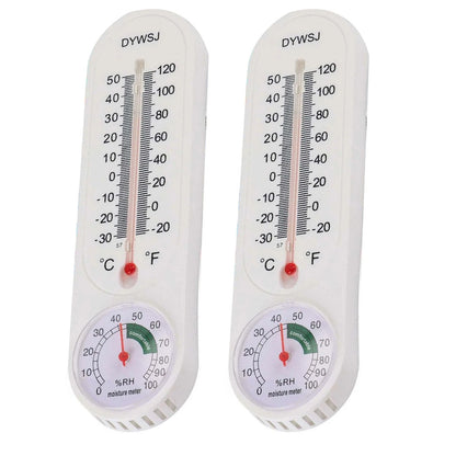 2X Wall Mount Thermometer Hygrometer Mechanical Indoor Outdoor Gauge