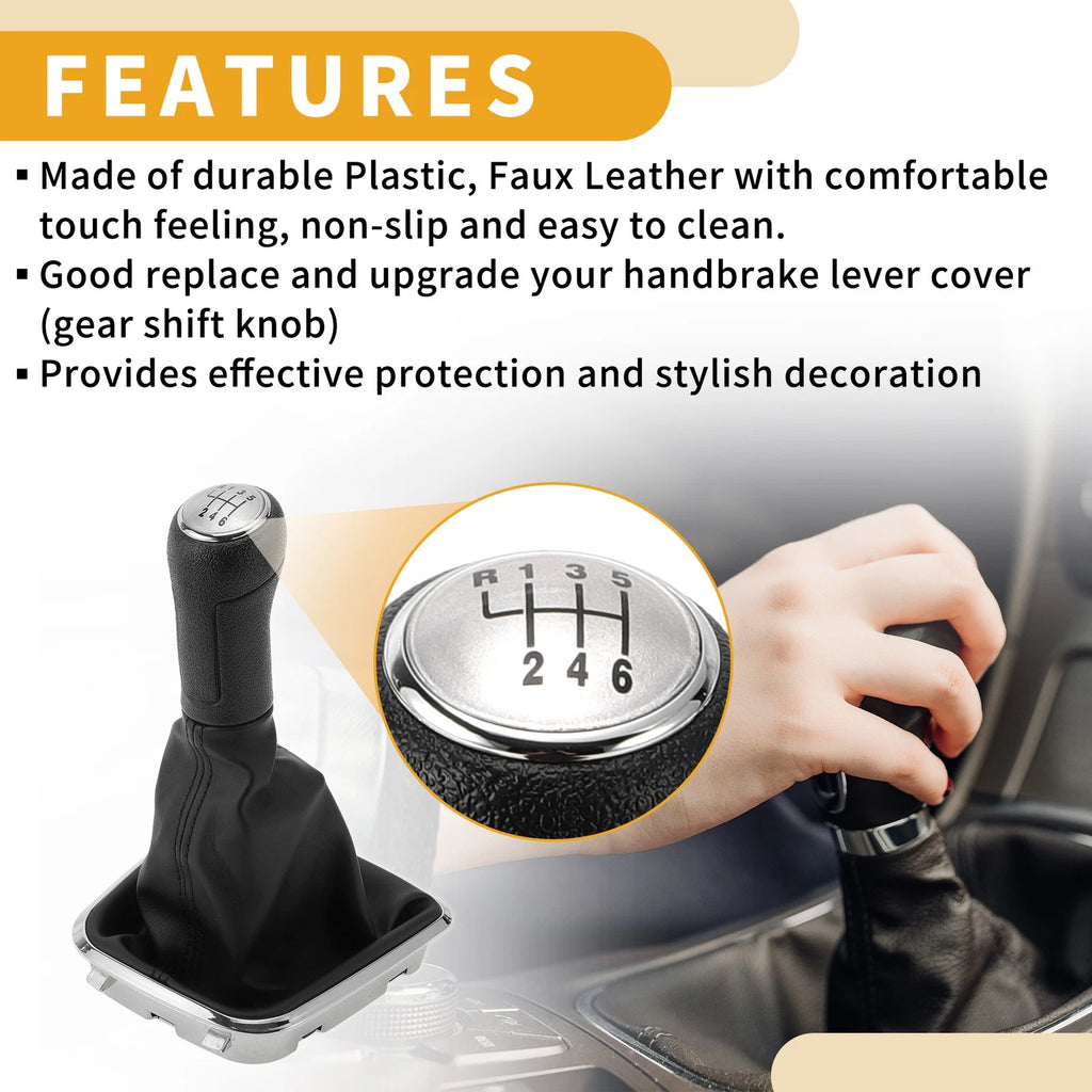 6 Speed Gear Shift Knob with Cover for Volkswagen Polo (2014–2017)