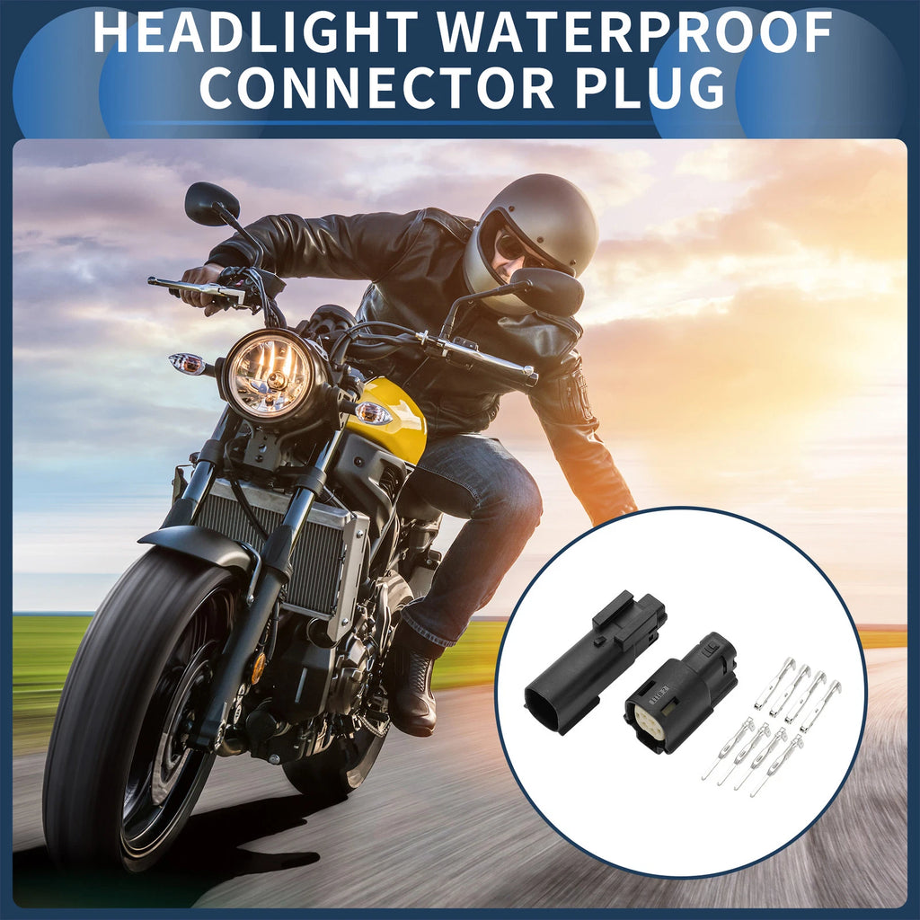 Set of 4 Waterproof Headlight Connector Plugs for Harley-Davidson
