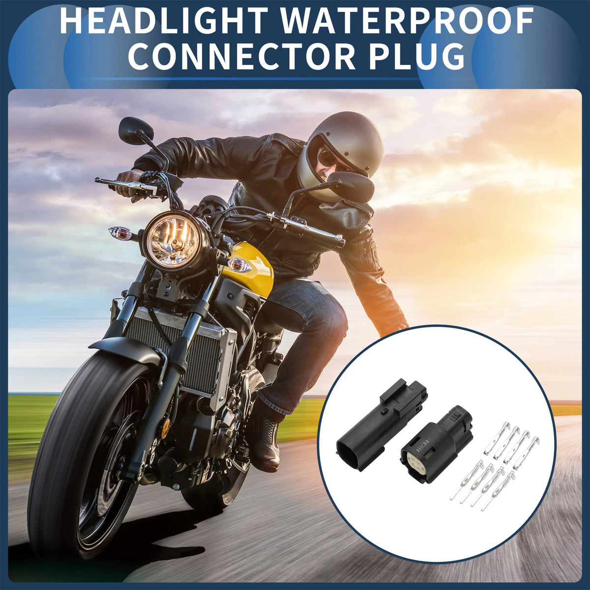 Set of 4 Waterproof Headlight Connector Plugs for Harley-Davidson