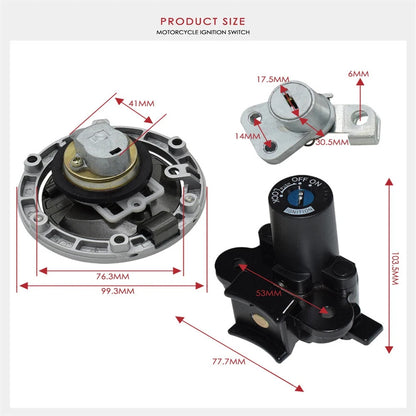 Ignition Switch Lock Key Fuel Gas Cap Kit for Kawasaki Ninja 250R (2008–2012)