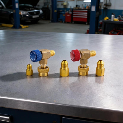 Set of 2 AC Brass Flow Control Valves for R410A R134A R22 R32 R407C
