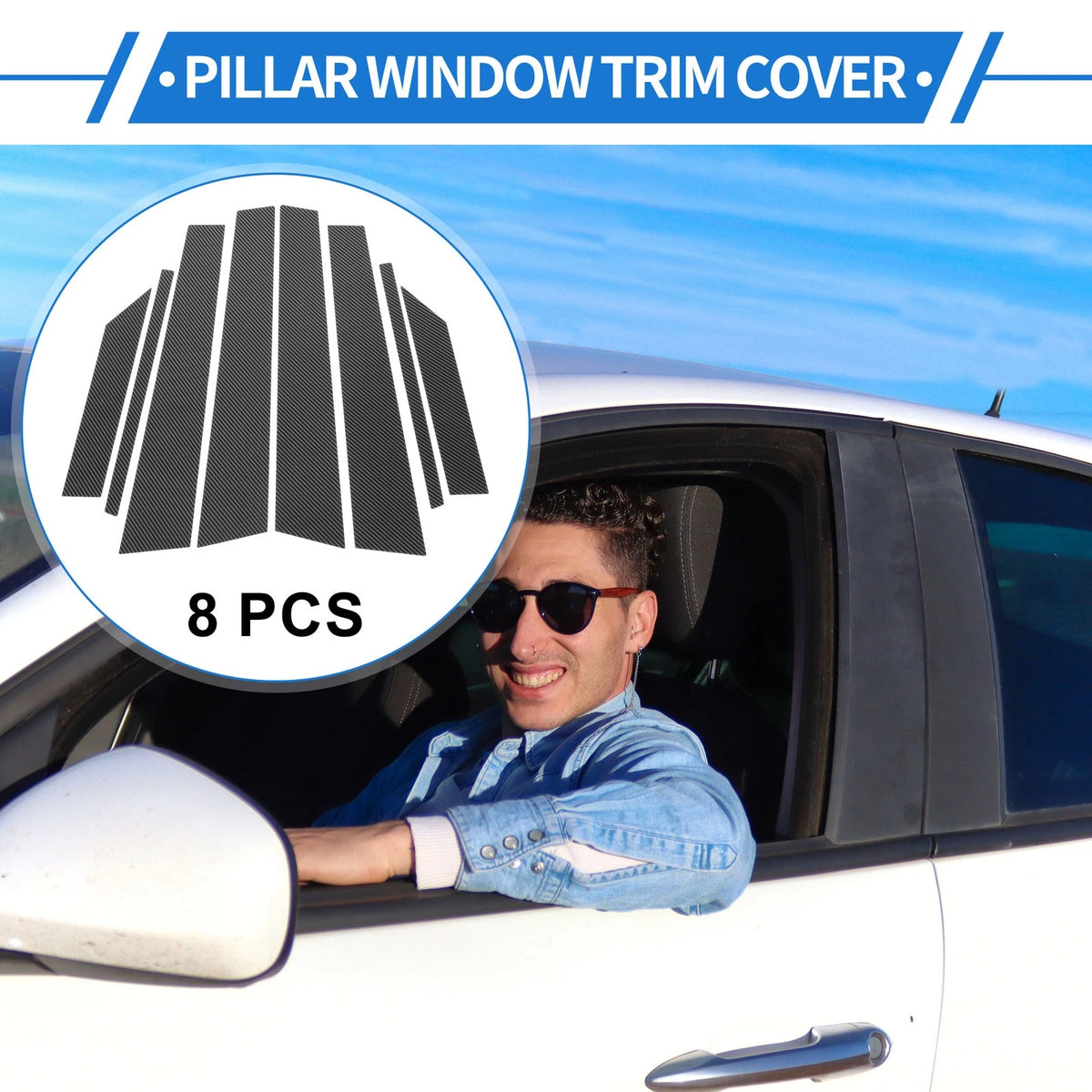 8 Pcs Door Pillar Window Trim Replacement for Hyundai Creta (2017–2023)