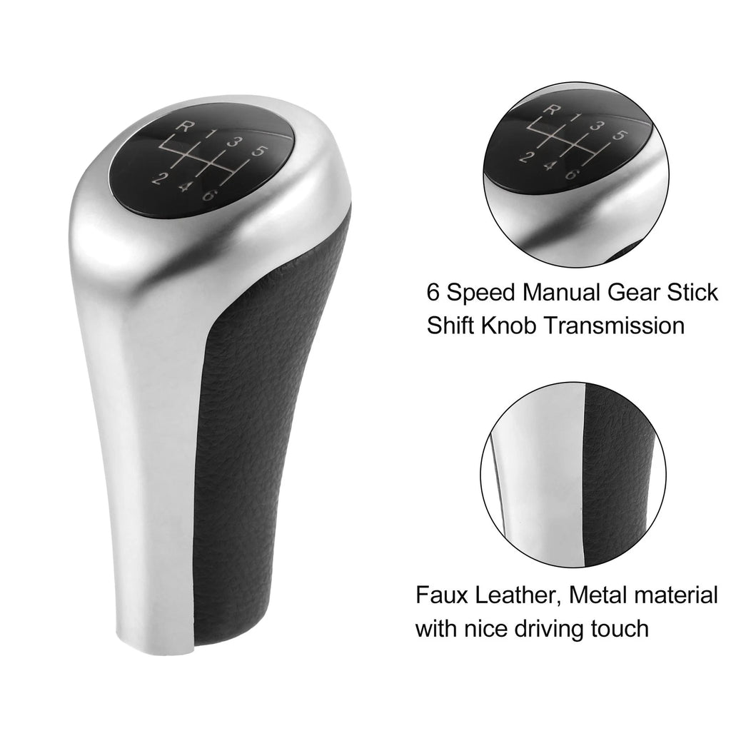 6 Speed Manual Shift Knob Head Replacement for BMW Black Faux Leather (2012–2018)