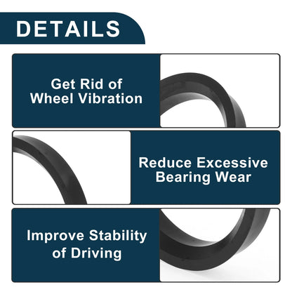 Set of 4 Wheel Hub Centric Rings for Car (OD 68.1mm ID 56.6mm) Black Polycarbonate