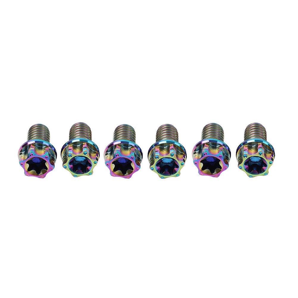 Set of 6 Titanium M8x20mm Torx Head Flange Bolts for Motorcycle