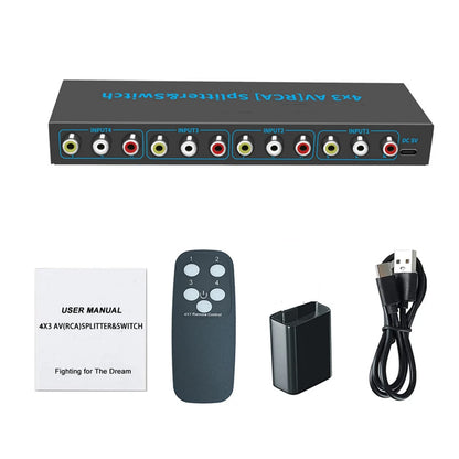 AV Selector Switch Box for DVD (4x3 Composite)