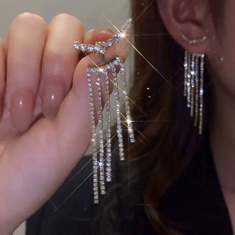 Set of 2 925 Silver Tassel Drop Dangle Earrings for Bride Wedding (2022)