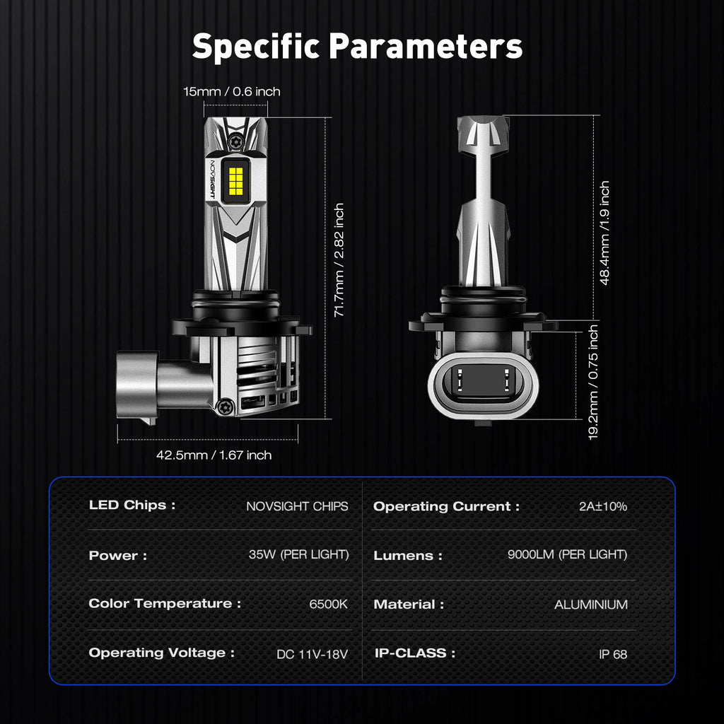 2X NOVSIGHT 9006 LED Headlight Bulbs Conversion Kit for V (2011–2018)