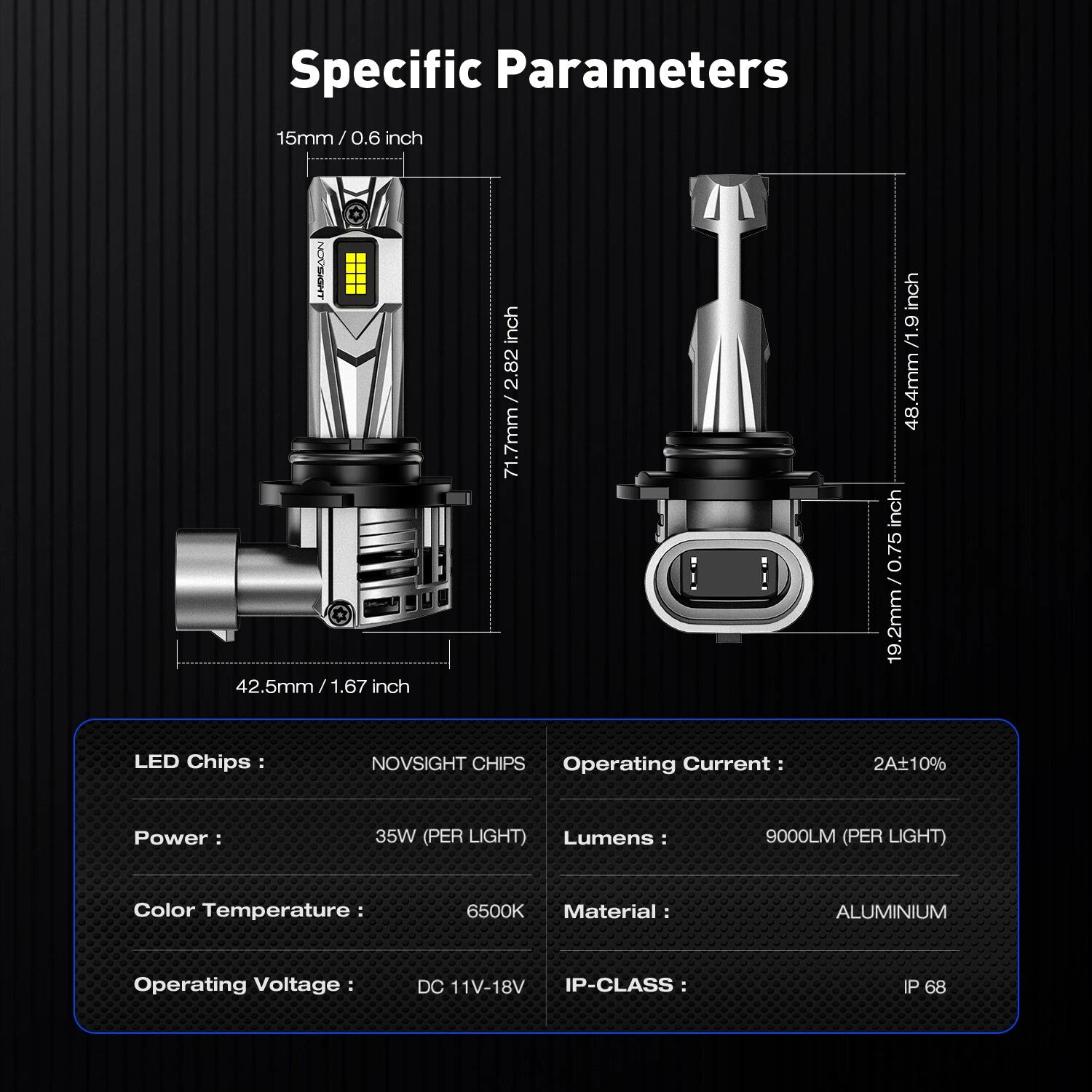 2X NOVSIGHT 9006 LED Headlight Bulbs Conversion Kit for V (2011–2018)