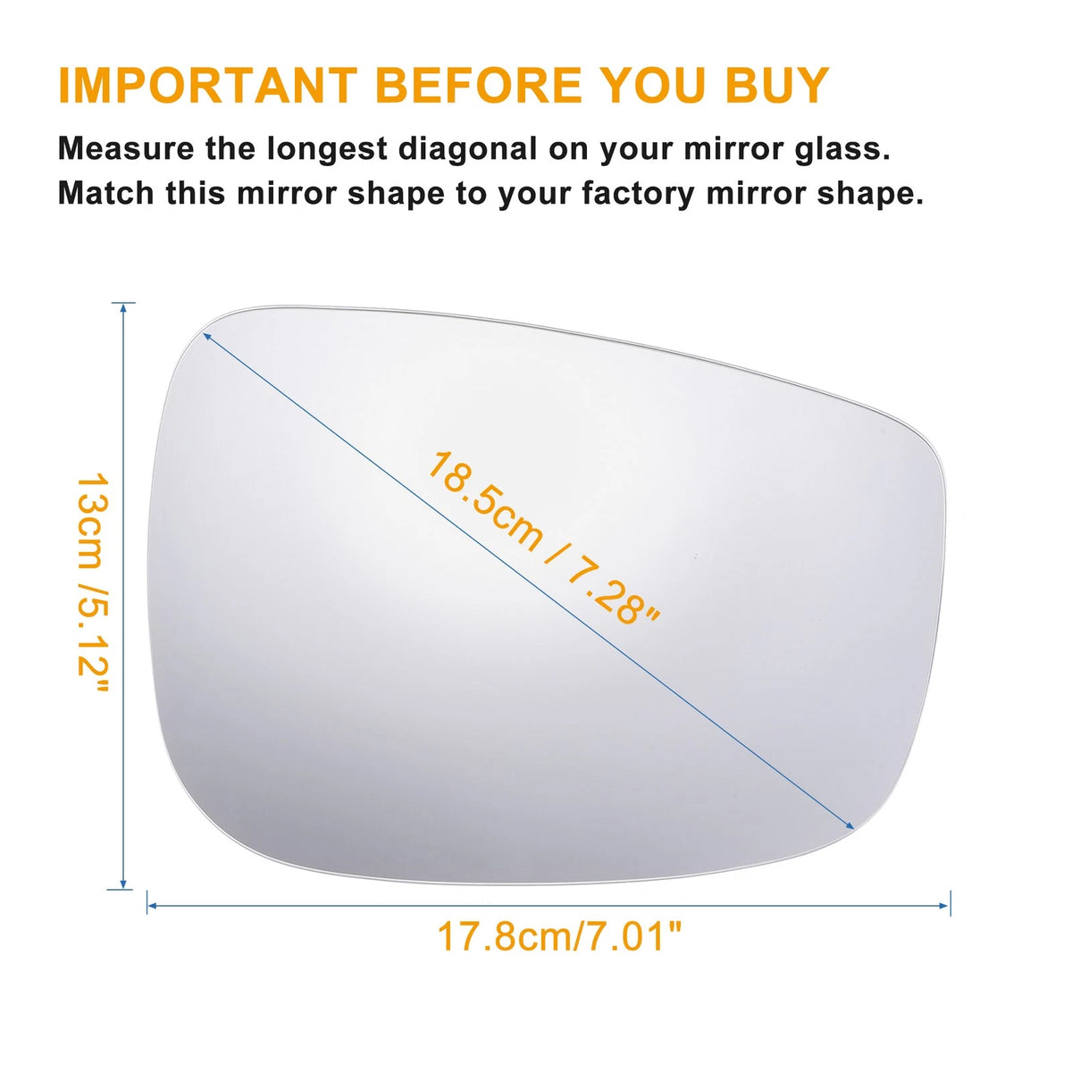 Right Side Mirror Glass Heated w Backing Plate for Mazda CX-3 CX-5 (2016–2020)