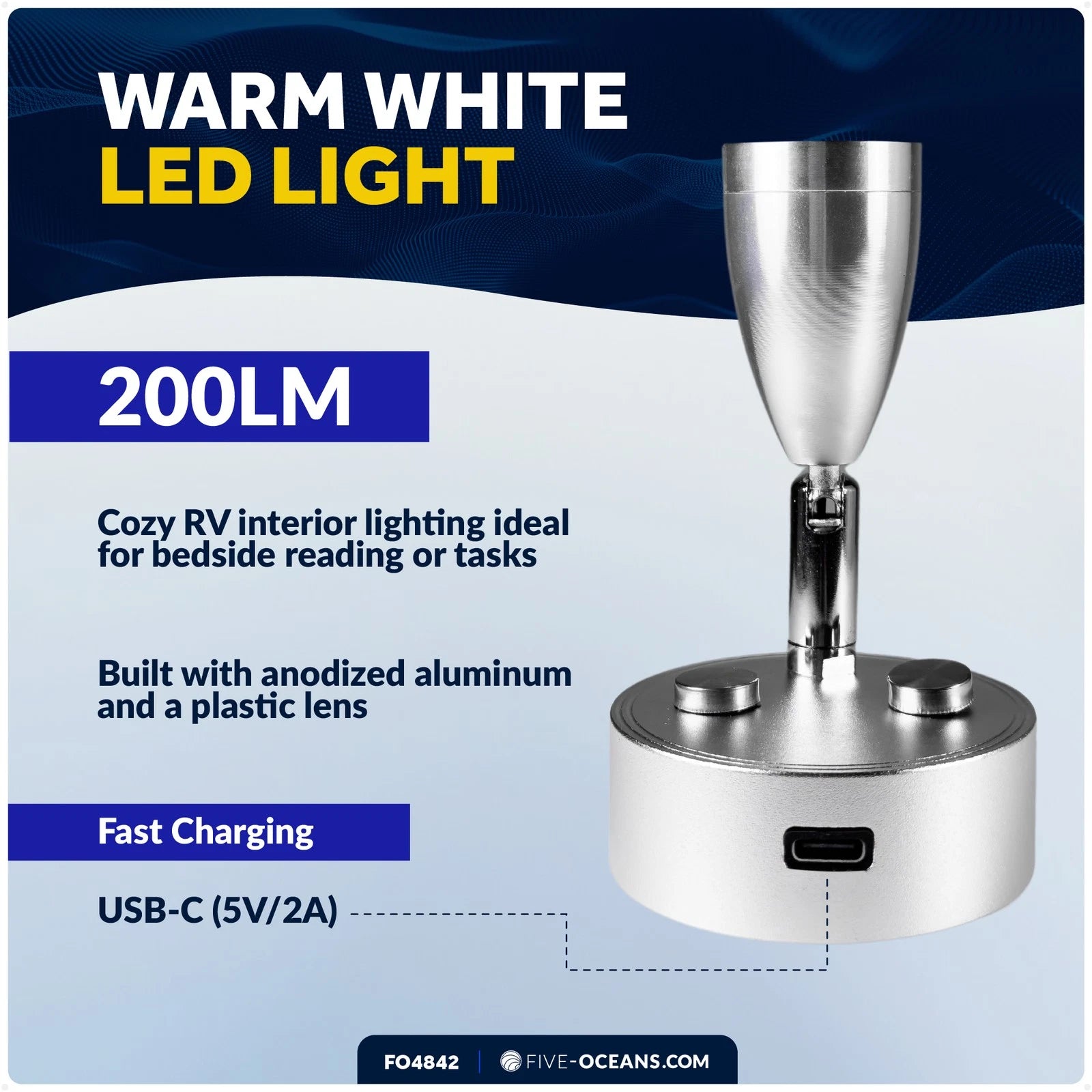 LED Reading Light with Touch Dimmer for RV (12V)