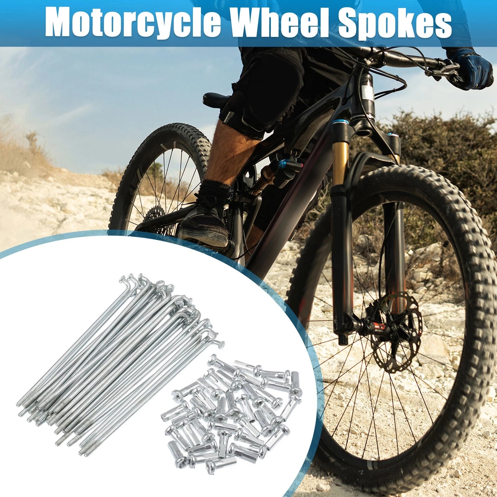 36pcs 14G J Bend Bicycle Spokes Galvanized 78mm with Nipples (3.07")