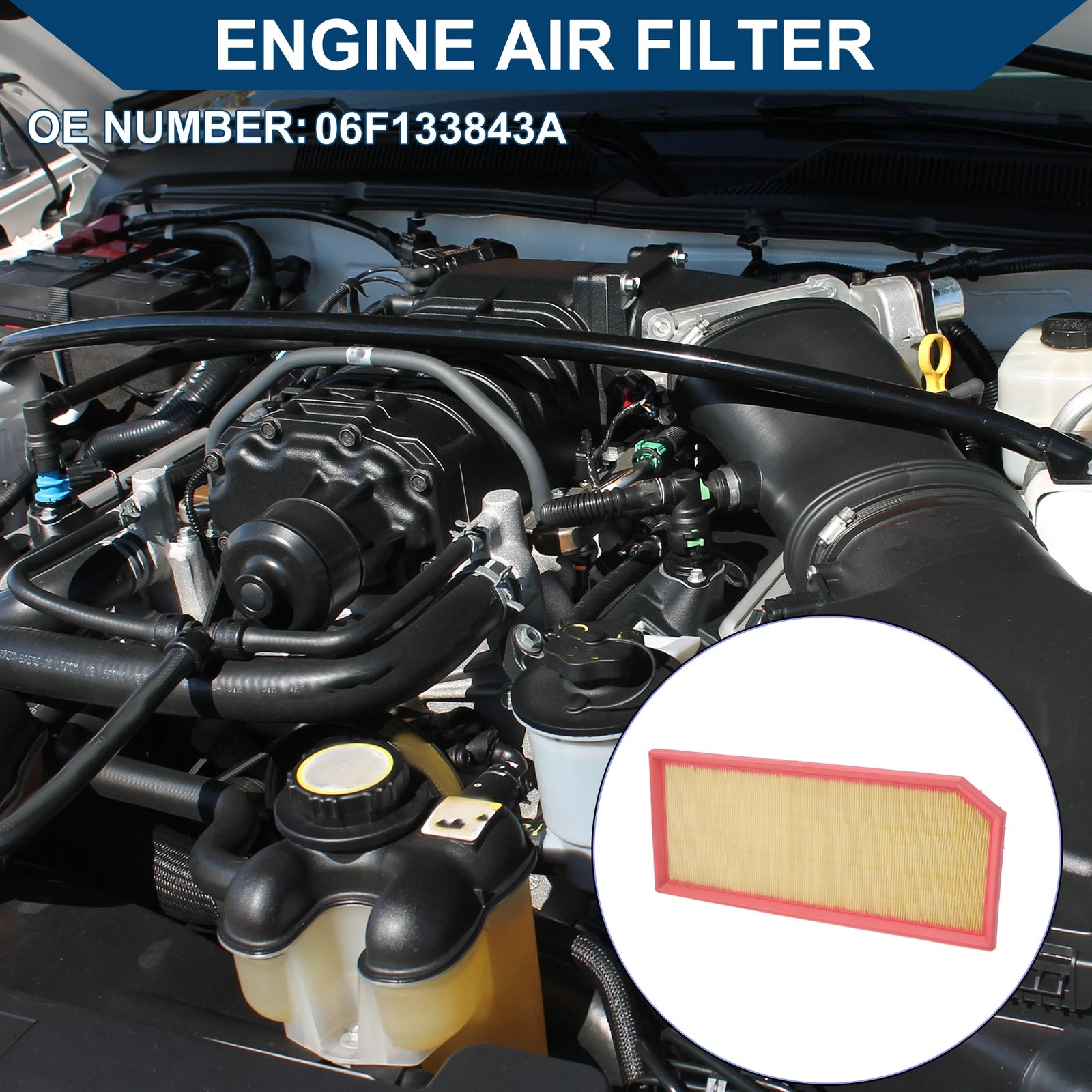 Engine Air Filter No. 06F133843A for Audi A3 2.0L L4 (2006–2008)
