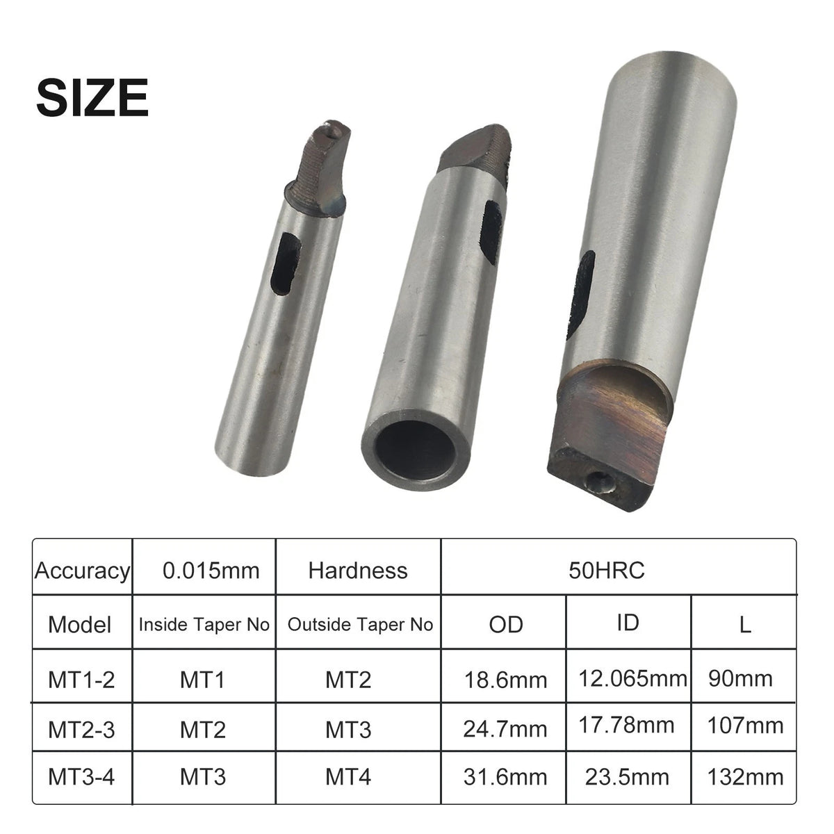 3pcs Taper Adapter Drill Chuck Sleeve for MT1 MT2 MT3 MT4