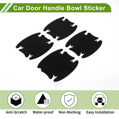 Car Door Handle Bowl Sticker for Universal Vehicles (92x98mm) - Black
