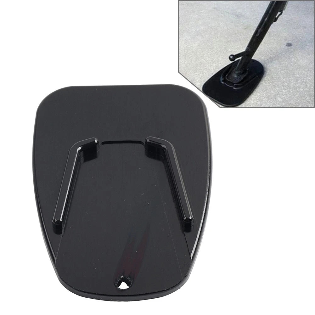 Aluminum Alloy Motorcycle Side Stand Kickstand Pad Plate Black