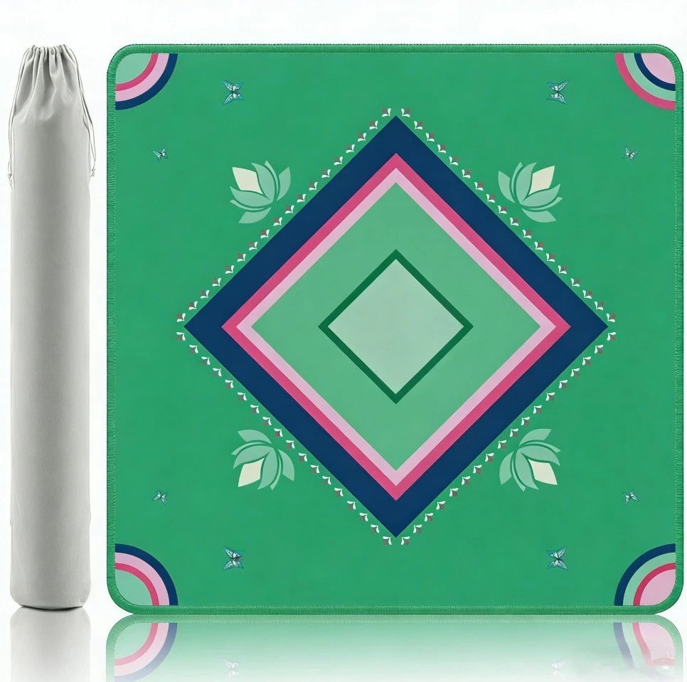 Lotus Mahjong Mat 32.4in Square Diatom Mud Foldable