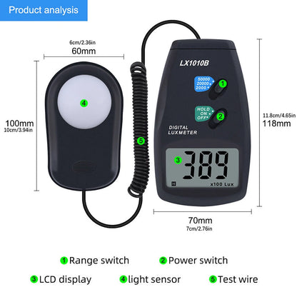 Digital Light Meter LX-1010B for Automotive Use (0-50000 Lux)