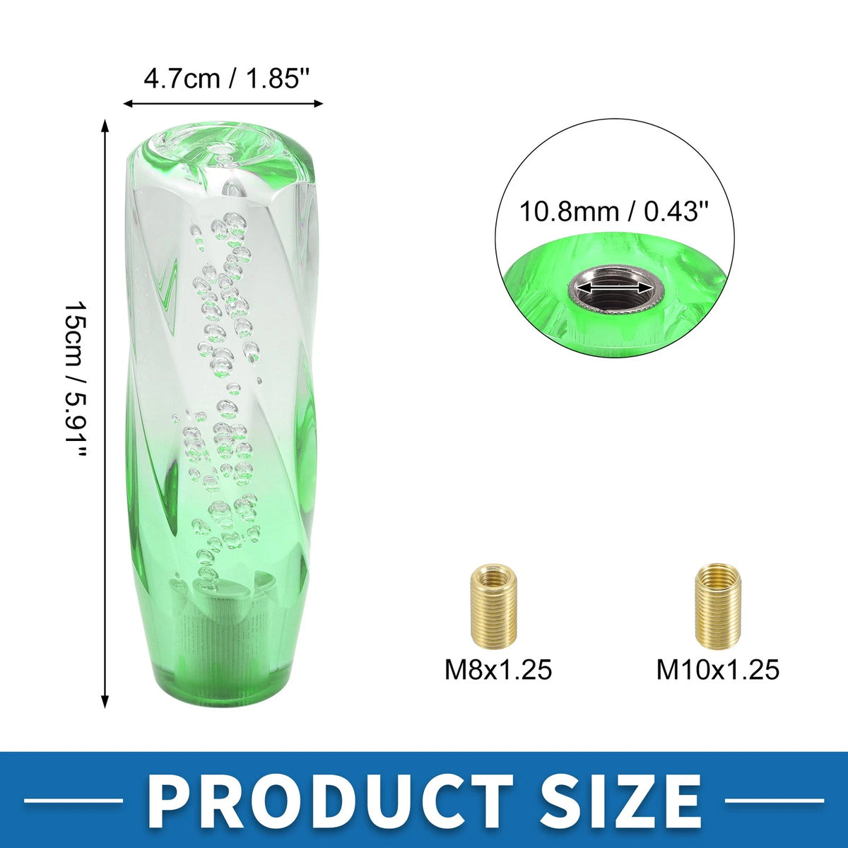 Shift Knob with 2 Adapters for Universal Vehicles (15cm, Light Green)