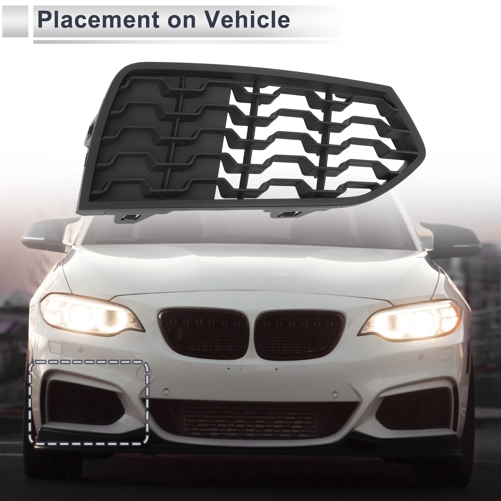 Right Front Fog Light Grill 1pc Replacement for BMW 2 Series F22 (2012–2017)