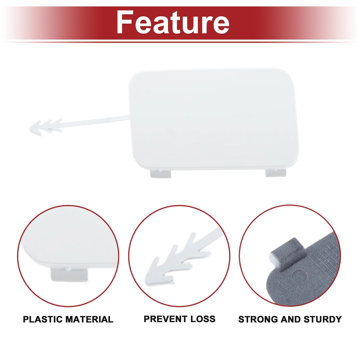 Tow Hook Cover Cap for Audi Q5 (2008–2017) 8R0807449 White Plastic