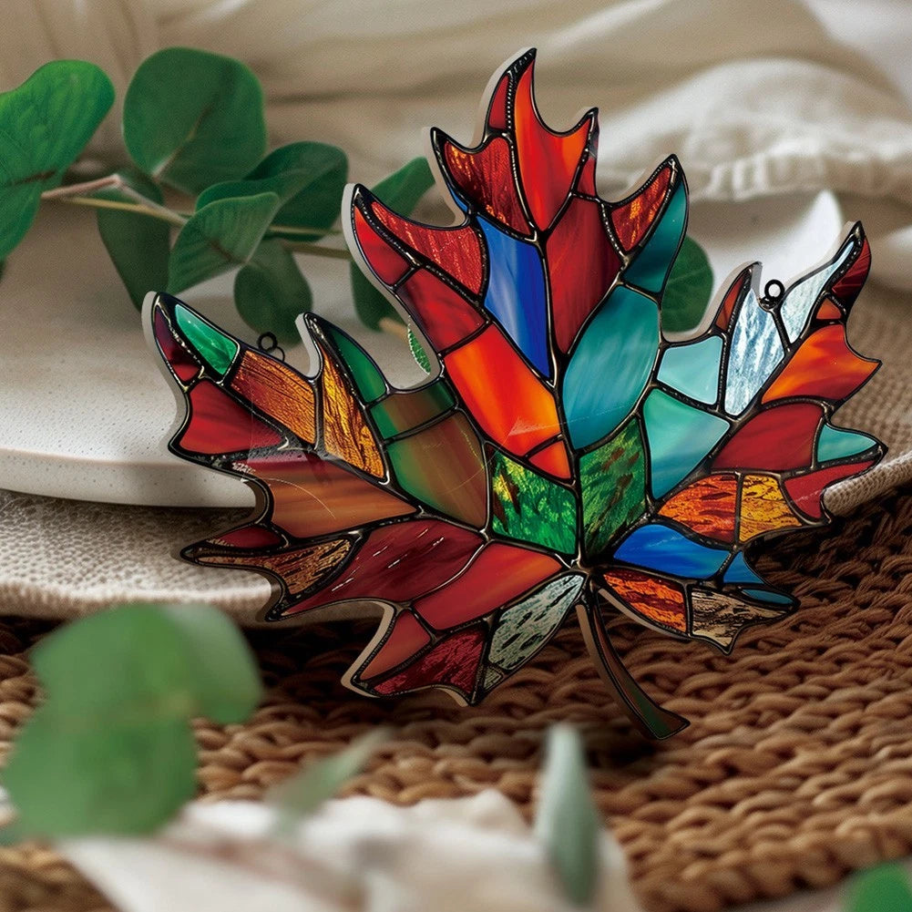 20cm Acrylic Maple Leaf Sun Catcher for Window Wall Garden Decoration