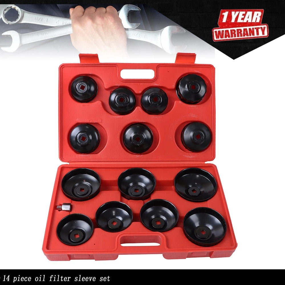 14pcs Oil Filter Cap Wrench Socket Tool Set for (65-14F to 100-15F)