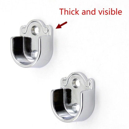Clothes Tube Support Rod Socket for Wall Mount (Silver Round End)