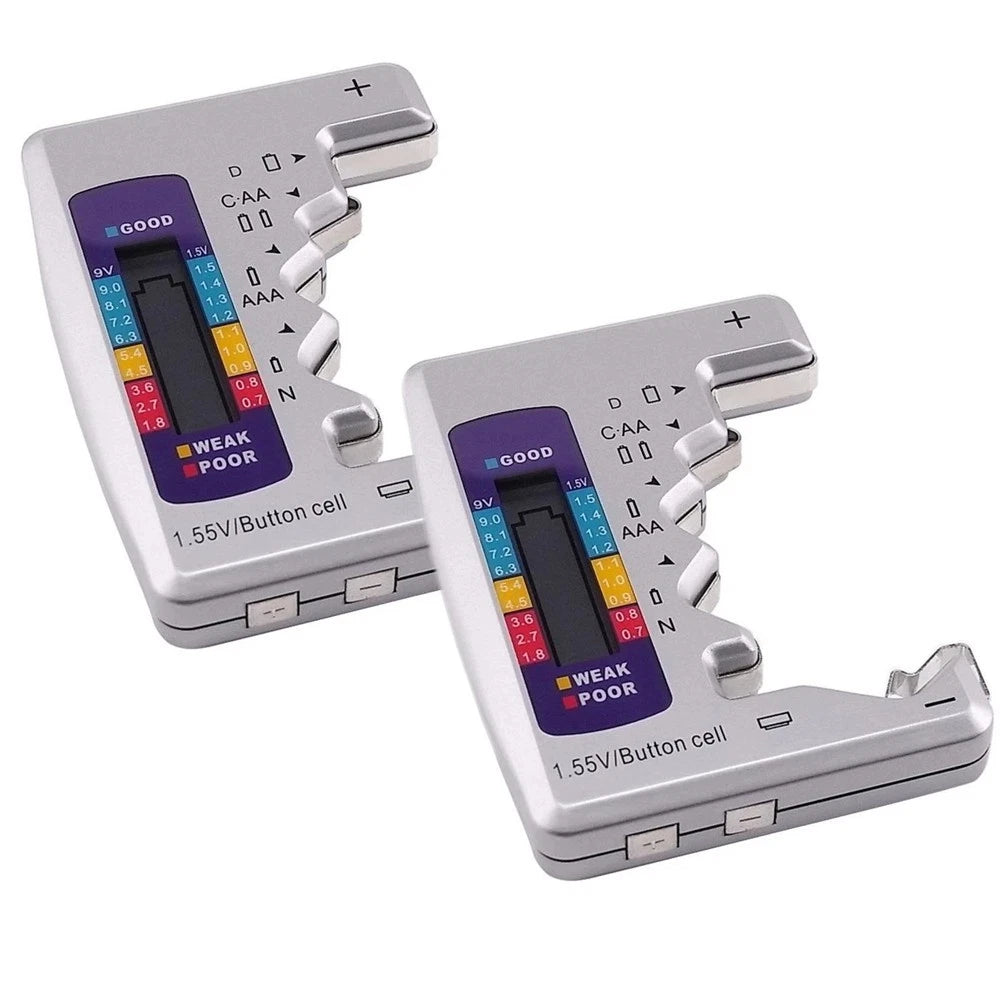 2X Digital LCD Battery Tester for AA AAA C D 9V Button Cell Types