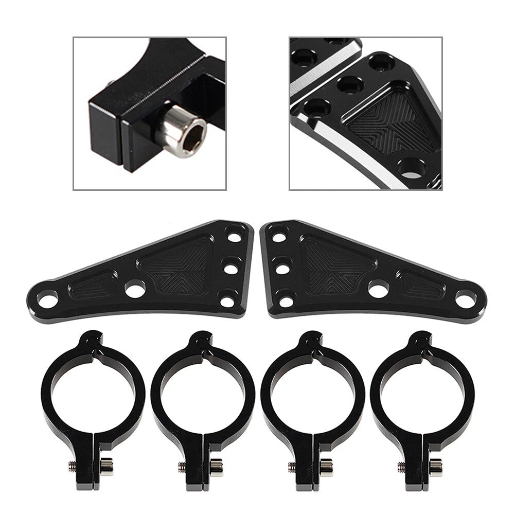CNC Headlight Lamp Mount Bracket for Universal Motorbike (41mm Fork Tubes) Pair