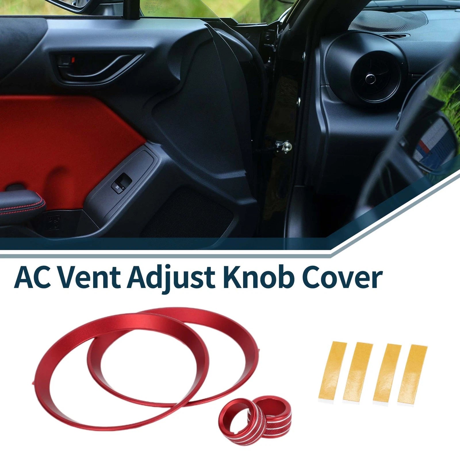 AC Vent Adjust Switch Knob Cover Ring for Subaru BRZ (2022–2024) Red 4 Pcs