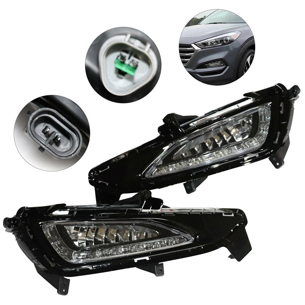 2Pcs Bumper LED DRL Daytime Running Lights for Hyundai Tucson (2015–2017)
