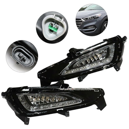 2Pcs Bumper LED DRL Daytime Running Lights for Hyundai Tucson (2015–2017)