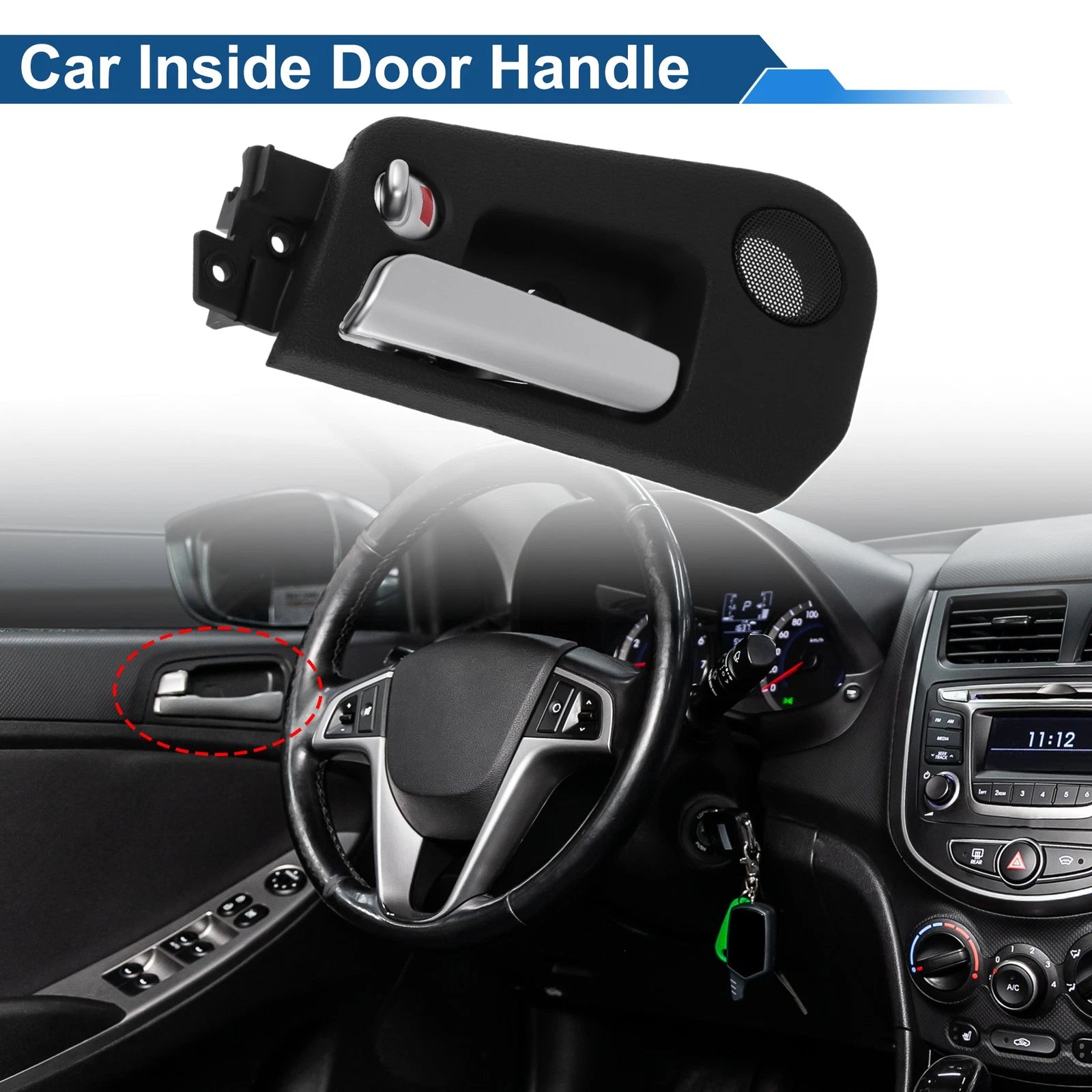 Front Passenger Side Interior Door Handle for Roewe SsangYong (Black Chrome)