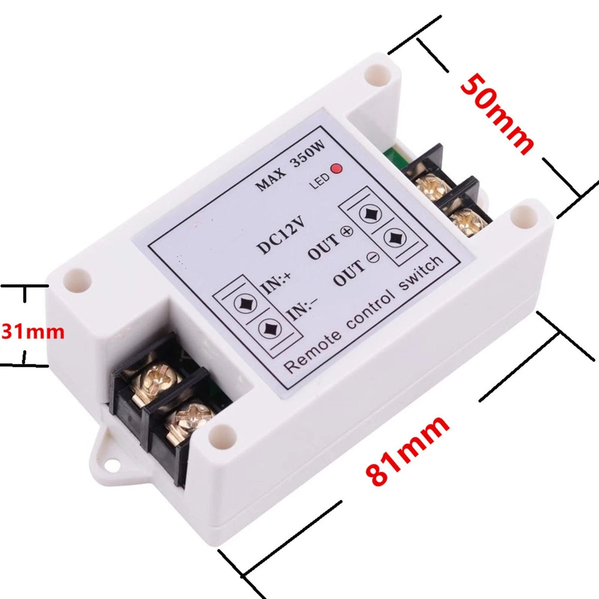 H12V DC 40A 350W RF Wireless Remote Control Receiver with 433MHz Remote