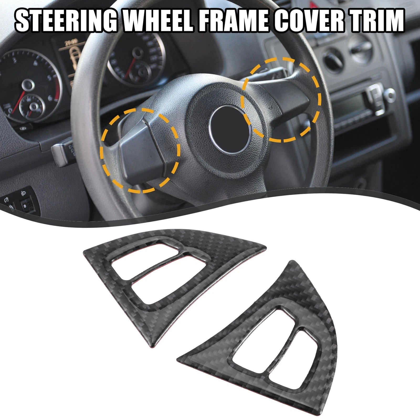 2 Pcs Steering Wheel Cover Trim Carbon Fiber Pattern for BMW X5 E70 (2007–2013)