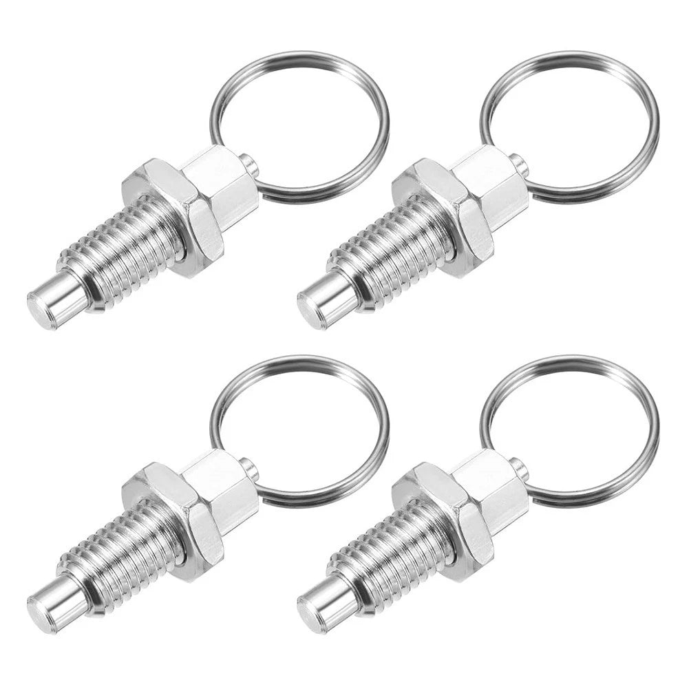 Set of 4 Stainless Steel Spring Plungers M10x1.5 with Pull Rings for Equipment