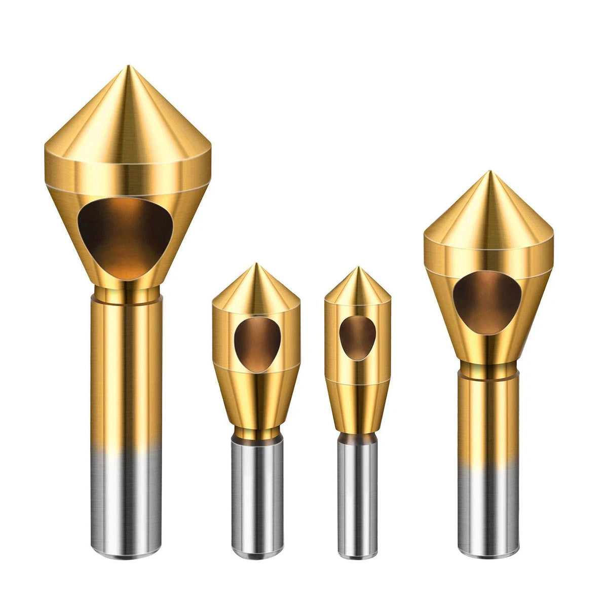 Set of 4 Titanium Coated Chamfer Drill Bits for Wood Plastic Metal