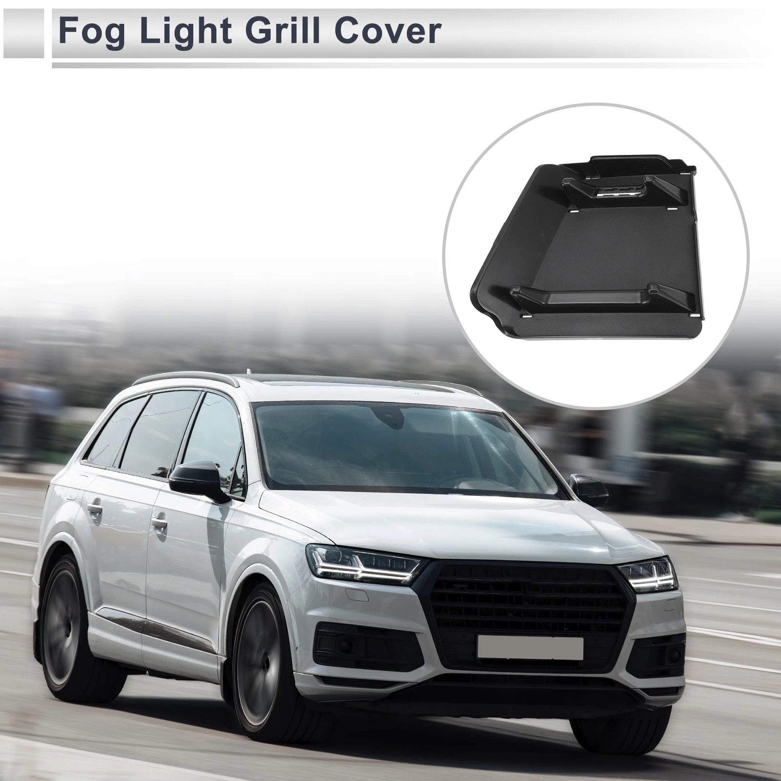 Front Left Fog Light Grill ABS Black Replacement for Audi Q7 (2016–2019)