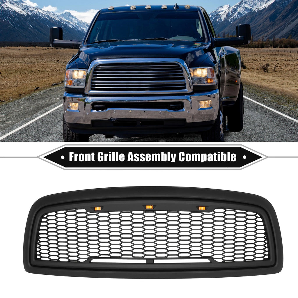 Front Grille Assembly Replacement for Dodge Ram 1500 (2009–2010) Matte Black