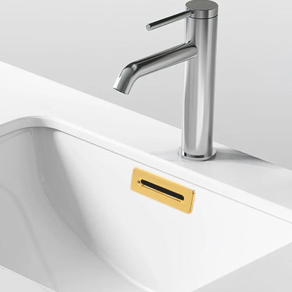 Gold Brass Overflow Cover for Rectangular Basin Sink Water Control