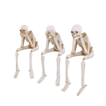 Classic Three Monkeys Motif Skeleton Resin Decoration for Halloween