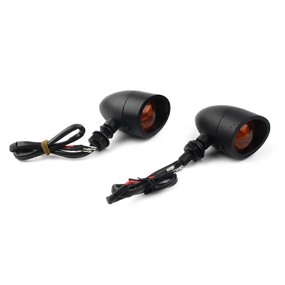 Black Universal Retro Motorcycle Turn Signals Indicator Light