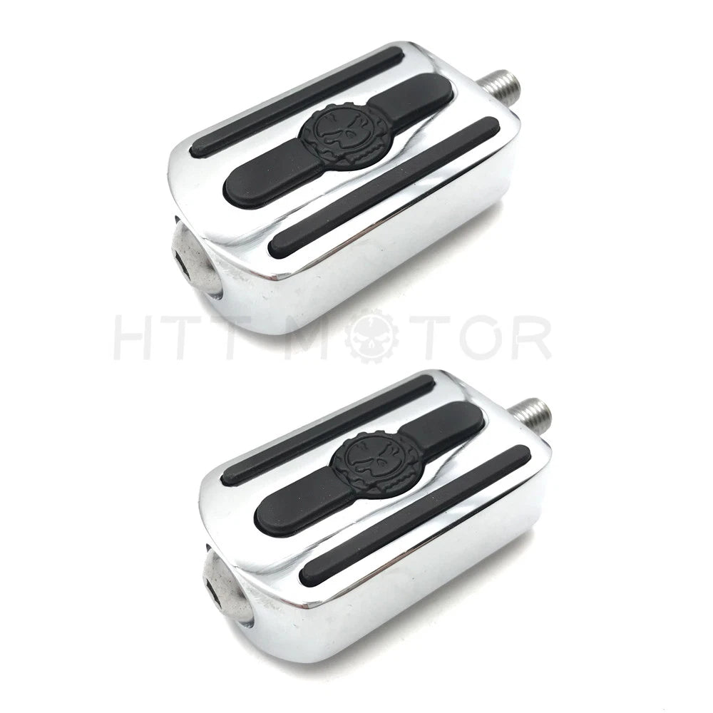 2X Chrome Gear Furious Skull Shifter Peg Toe Heel Rest Peg for Harley (1984–2017)