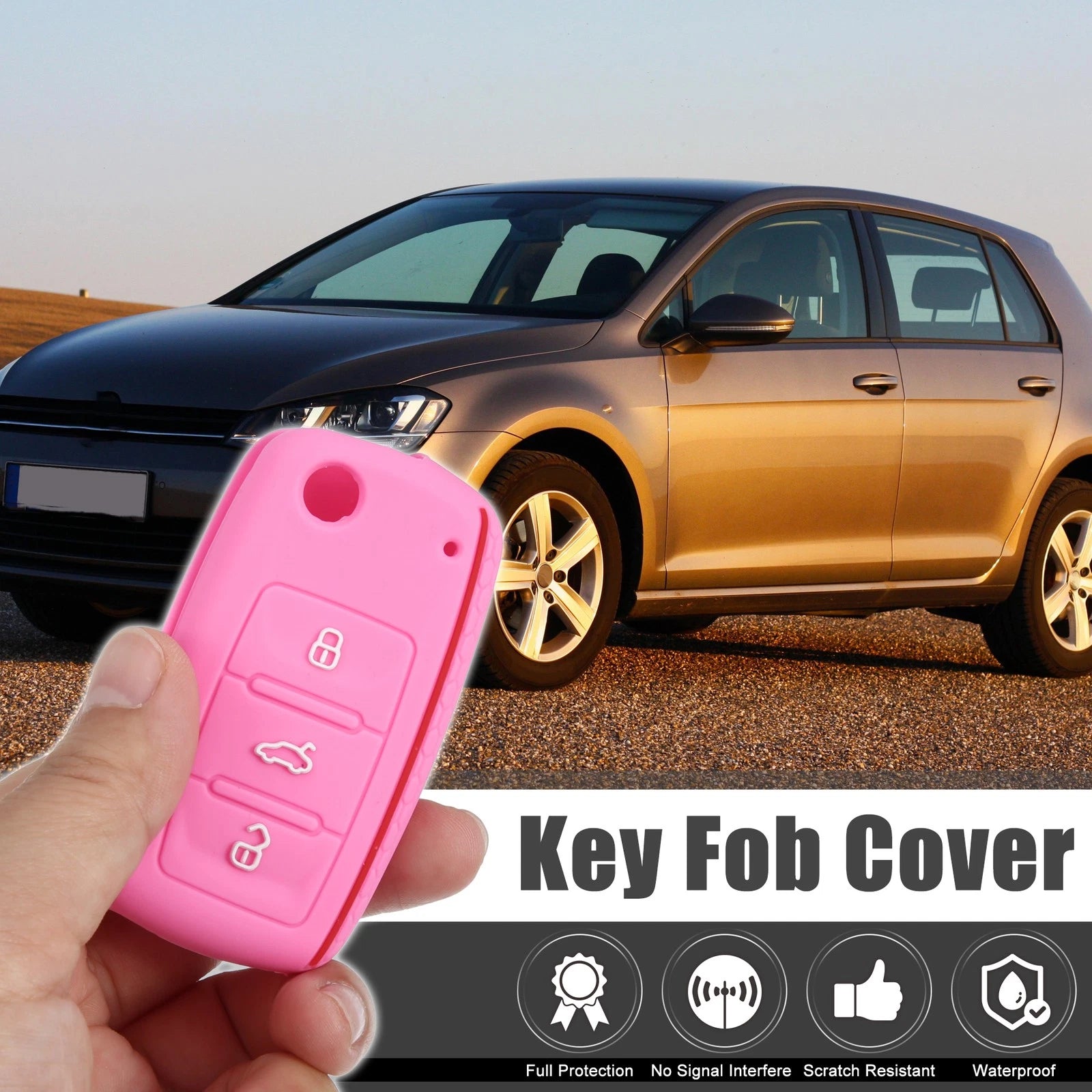 Silicone Key Fob Shell 3 Button Replacement for Volkswagen GTI CC (2010–2017)
