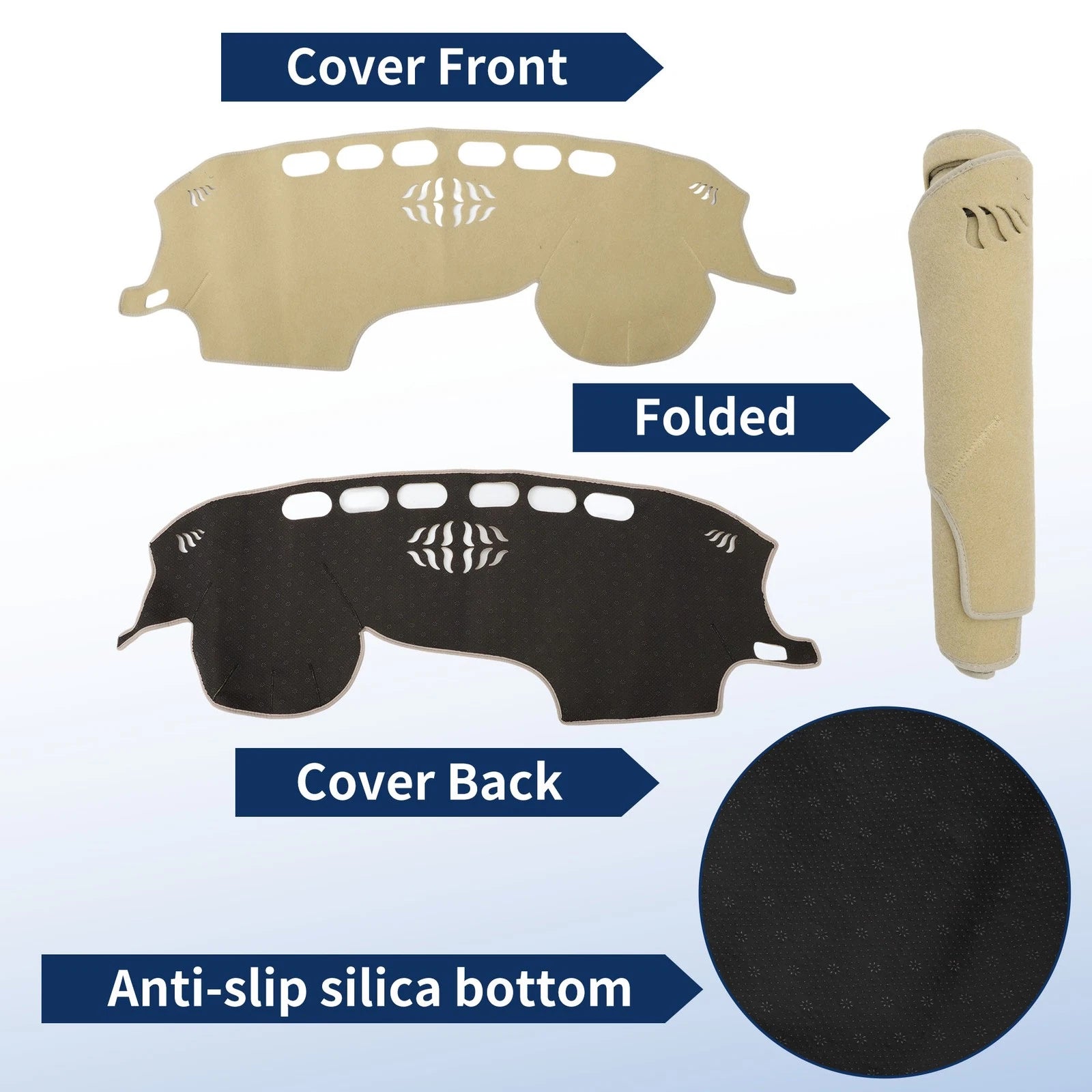 Dash Cover for Renault Kadjar (2016–2019) Without HUD Polyester Beige