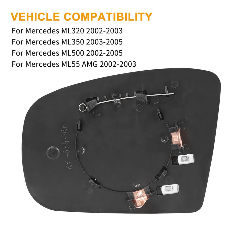 Heated Side Mirror Glass Right Passenger Side with Backing for Mercedes ML320 (2006–2011)