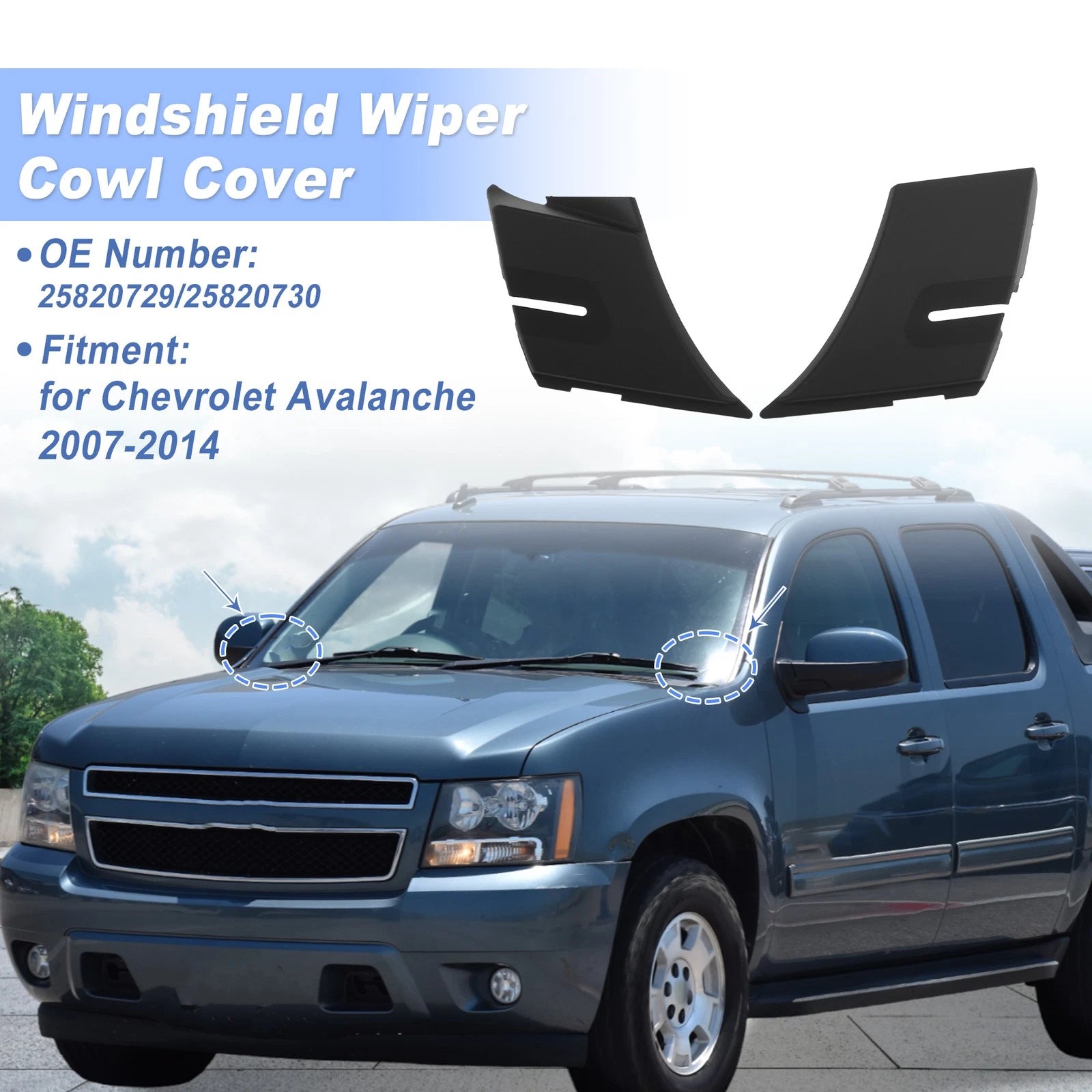 Windshield Cowl Replacement 1 Pair for Chevrolet Avalanche (2007–2014)